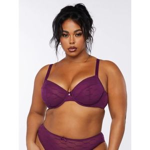 new SAVAGE FENTY amethyst purple Flocked logo spellout unlined bra